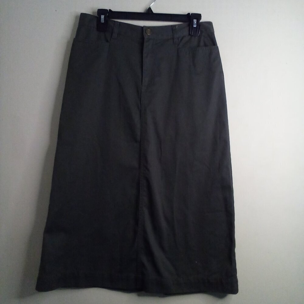 Christopher & Banks Skirt Women 8 100% Cotton Straight Wrinkle Free Green Gray